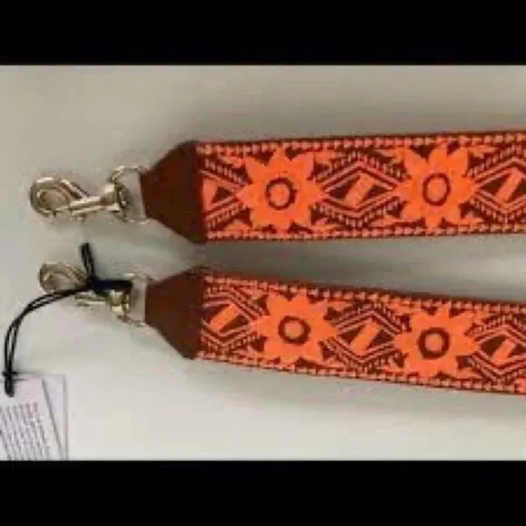 Rebecca Minkoff | Guitar Purse Strap in Embroidered Neon Orange. - Picture 2 of 6